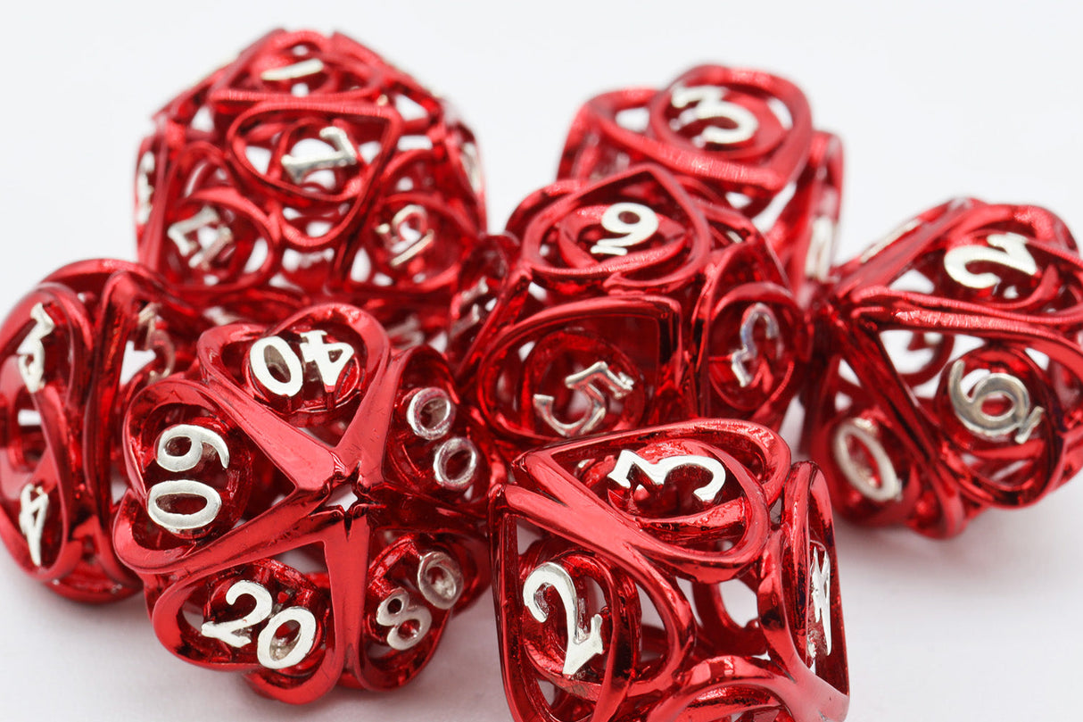 Hollow Hearts: Red - Metal RPG Dice Set