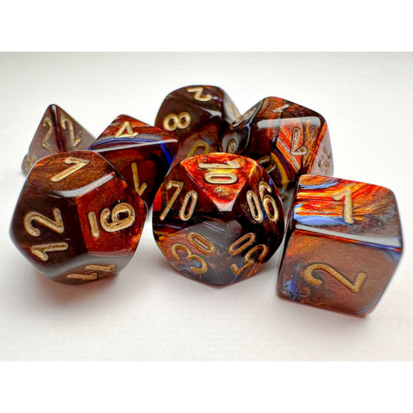 7-Die Set Mini Scarab: Blue Blood/Gold