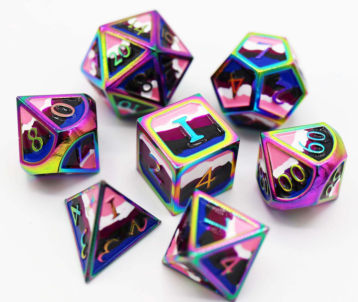 Genderfluid Pride Flag - Metal RPG Dice Set