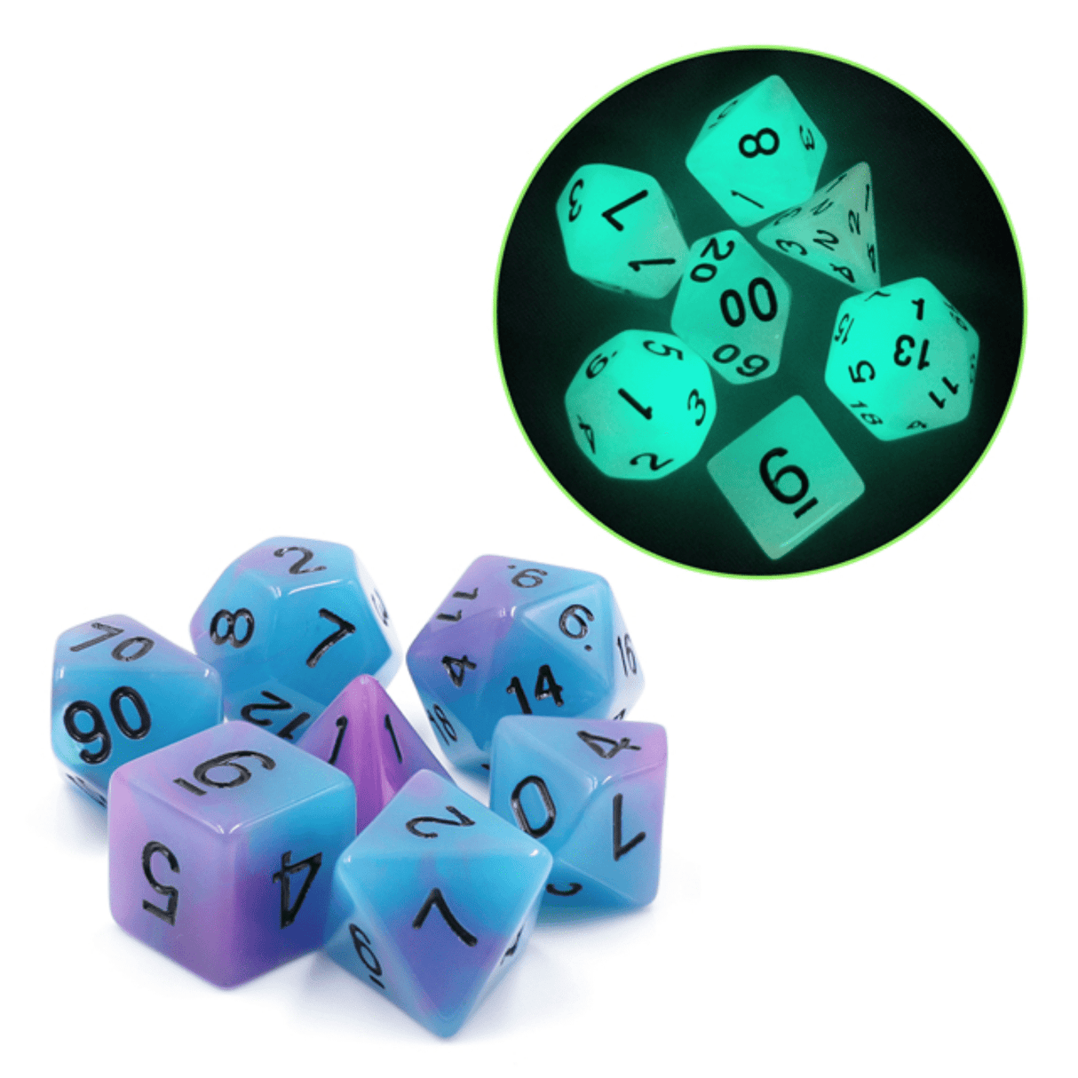 Glow in the Dark Supernova RPG Dice Set