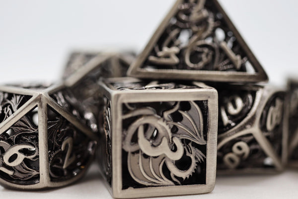 Dragon Essence: Silver - Hollow Metal RPG Dice Set