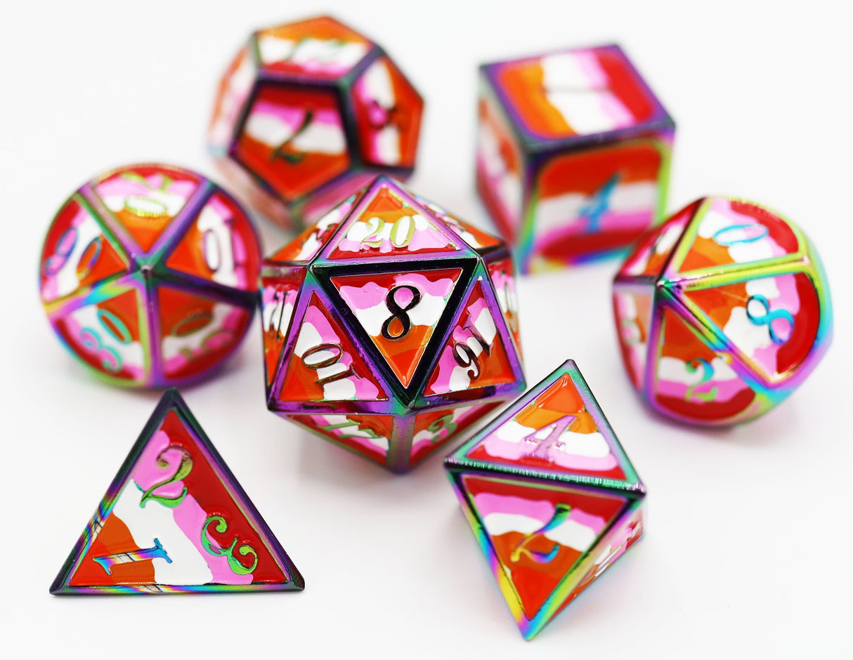 Lesbian Pride Flag - Metal RPG Dice Set