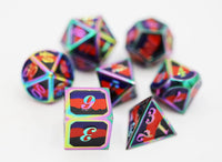 Polyamorous Pride Flag - Metal RPG Dice Set