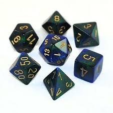 7-Die Set Gemini: Blue-Green/Gold